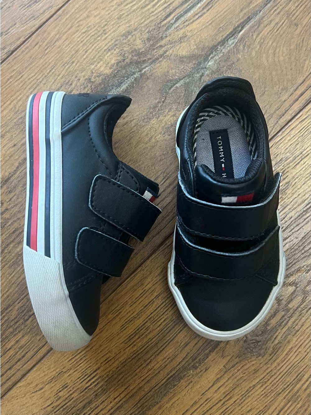 Tommy Hilfiger Toddler/Kids' Heritage Black Velcro Sneakers w/ Signature Stripe